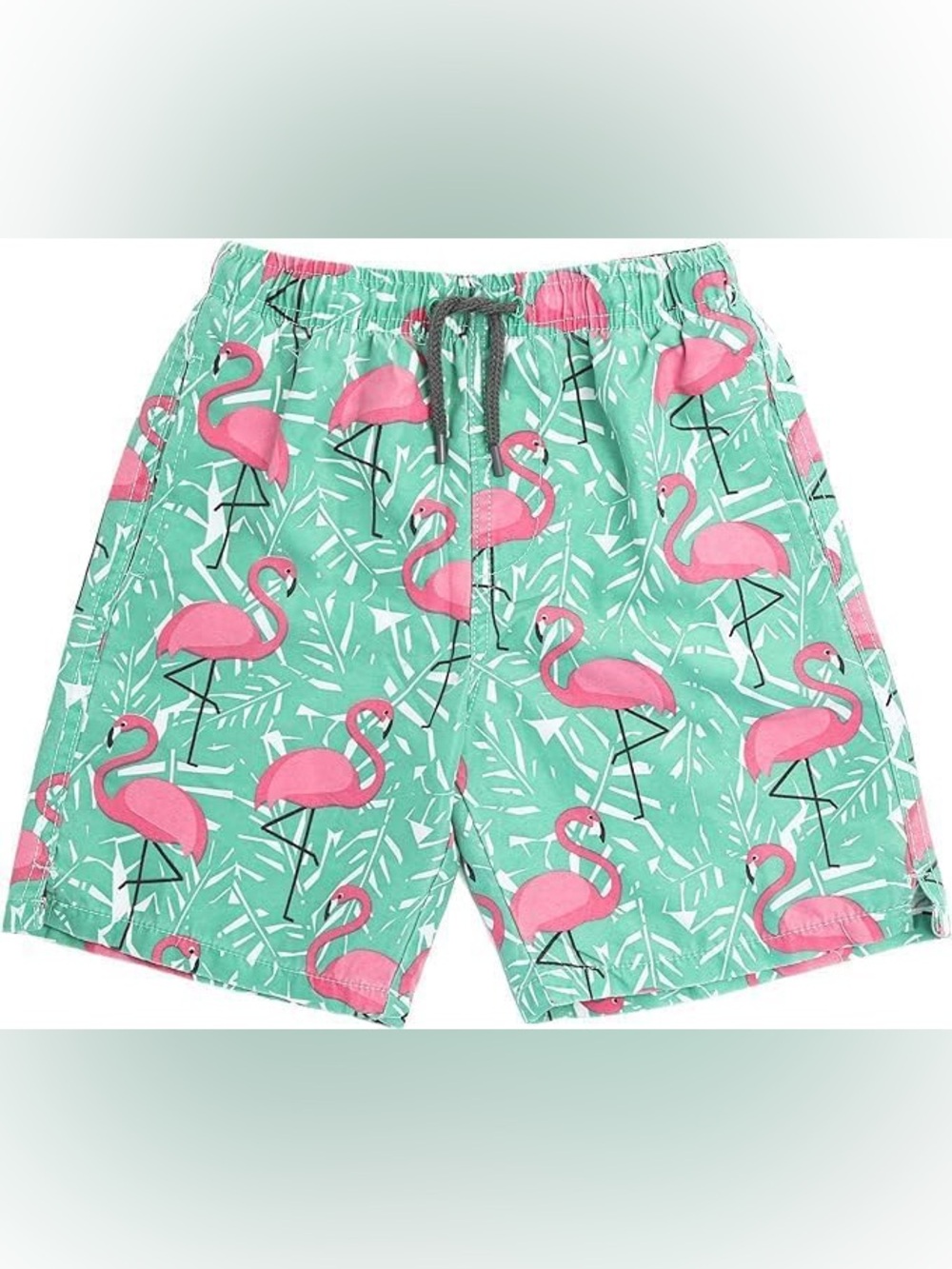 Ingear Mint and Pink Flamingo Kids Swim Trunks